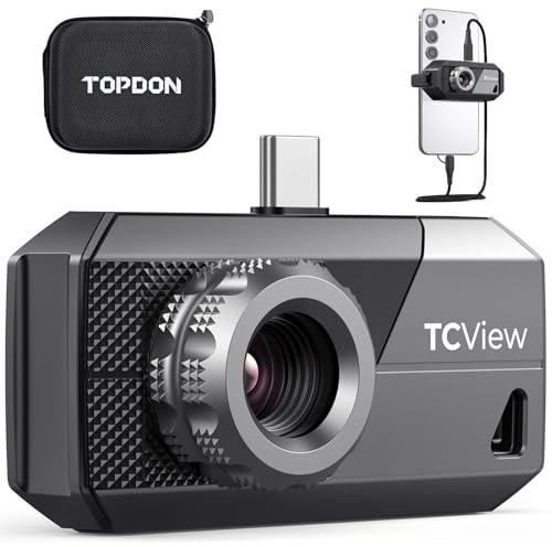 TOPDON TS001 Wärmebildkamera Android, 9mm einstellbares Objektiv, Beobachtungsbereich 0,1 bis 500M, 512 x 384 IR-Auflösung, Manuell fokussierende für Leiterplatten, Schädlingsinspektion, Outdoor, Jagd