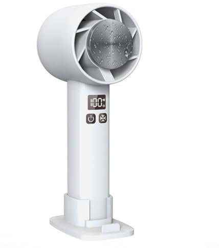 ZAMETTER Mini ventilador turbo portátil con base de escritorio, mini ventilador turbo recargable por USB, mini ventilador semiconductor turbo (blanco)