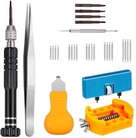 Kit de Remplacement et Réparation de Montre - Tournevis, Outils pour Bracelet, Clé de Retrait, Ouvre-boîtier, Jaune