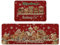 Tian Zhun Weihnachts-Küchenmatte, Lebkuchenrot, Weihnachts-Küchenteppich, 2er-Set, Weihnachts-Bodenmatte, Bauernhaus-, Heim-, Küchen- und Badezimmer-Dekoration – 43 x 70 und 43 x 120 cm