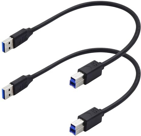 LANMINGLEL Cable de impresora USB 3.0 USB 3.0 tipo A macho a tipo B macho cable de impresora de alta velocidad para escáneres, impresoras, discos duros externos de escritorio y más (2 unidades)