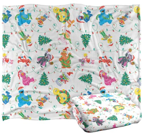 Sesame Street Tangled Lights Pattern Silky Touch Super Soft Throw Blanket 152 X 127 Cm