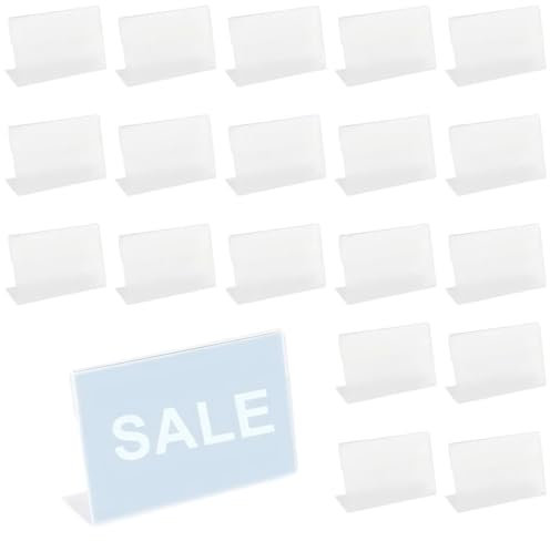 20 Pièces Porte Étiquettes de Prix en Acrylique, Support d'affichage de Prix Transparent Supports d'Étiquettes, Affichage du Signe Porte-cartes pour Boulangeries Épiceries Bureau (8 x 5 cm)