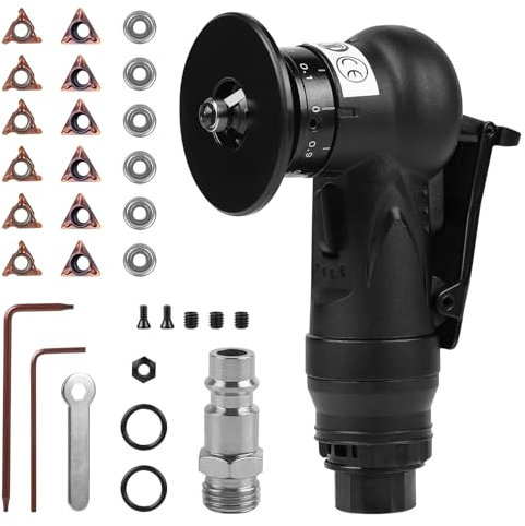 LALAGO Mini Outil de Chanfrein à Air 2 en 1, Machine à Chanfreiner Pneumatique Portative avec Lames Angulaires 6C&6R, Mini Meuleuse Ponceuse Sableuse Pneumatique Noir pour Métaux et le Chanfreinage
