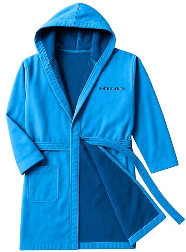 Accappatoio Uomo Cotone Spugna Doppio Tessuto con Cappuccio - 100% Cotone Naturale Ultra Assorbente, Piscina, Palestra - Accappatoio Microspugna Donna (IT, Testo, XL, Regular, Regular, BLU ROYAL)