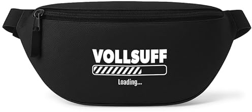 Vollsuff Loading - Bauchtasche Herren/Damen, Umhängetasche Festival Gadget, Bauchtasche Zubehör, Gürteltasche Herren, perfekt für Malle, Schwarz
