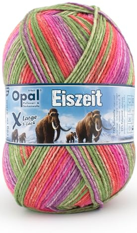 Opal XLarge Eiszeit 8-fach Strickgarn, Sockenwolle, 75% Schurwolle Superwash, 25% Polyamid, 150g, 320m LL, 40°C, für Socken,Mützen, Schals und Pullover (11570 Höhlenmalerei)