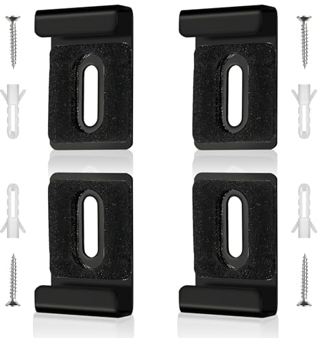 ATTEEFI 4 Stück Spiegelhalterung Wand, Edelstahl Spiegel Halterung, inkl, Schrauben und Dübeln, Schwarz Spiegelaufhängung, Robust und langlebig, für 4-6 mm Spiegel