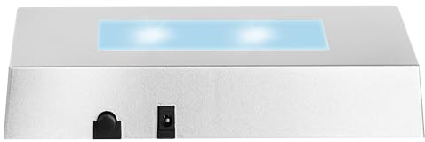 EUSTUMA Rechteckiger LED-Lichtsockel, in einer Vielzahl von Farben, geeignet für Glaskristall-Kunstwerke, Urlaubsparty-Dekoration (Silber, mittel)