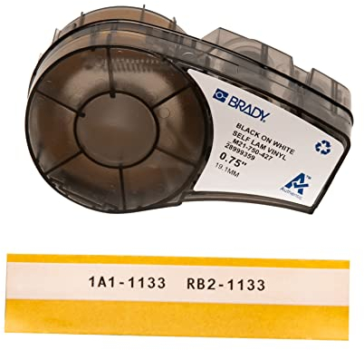Brady, M21-750-427, Vinyl, Schwarz auf WeißTransparent, 19,05mm x 4,26m, max. Kabeldurchmesser: 3,2mm, permanent, Endlos (110927)