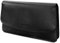 MANAGE Kosmetiktasche Damen mit Spiegel - Schminktasche klein aus echtem Leder - edle Clutch Schwarz 18,5x10x3,5cm