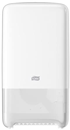 Tork 557500 Doppelrollenspender für Midi Toilettenpapier in Weiß / Tork T6 Hygienischer Toilettenpapierspender im Elevation Design / Hohe Kapazität