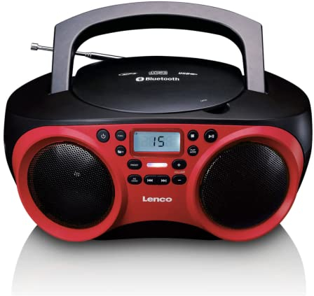 Lenco Radio CD-Player SCD-501 mit Bluetooth und USB in Rot/Schwarz