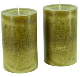 Trendkerzen - Adventskerzen/Stumpenkerzen/Kerzen Weihnachten (Olive, Groß & Breit: Höhe 13cm / Ø 8cm - 2 Stück)