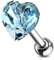 beyoutifulthings 1 Knorpel Ohr-stecker Kristall-Herz Silber Hell-Blau Cartilage Labret Piercing-s Tragus Labret Edelstahl Schraub-Verschluss