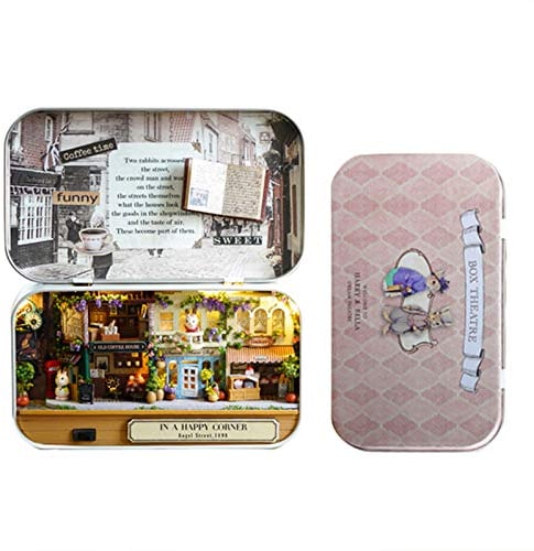 FAMKIT Box Theatre Miniature Wooden DIY House Kit with Furniture