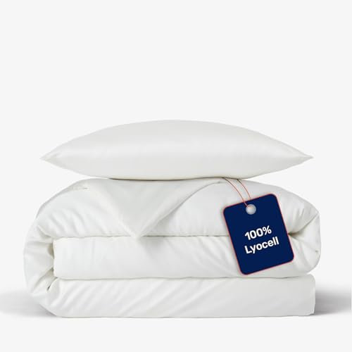 twenty:three Lyocell Bettwäsche (1x) 135x200 + (1x) 80x80 Pure White - 100% Tencel - Gewonnen aus Eukalyptus - Hochwertig - Nachhaltig - Atmungsaktiv - Luxus - Hypoallergen