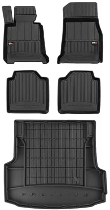OMAC Fußmatten & Kofferraumwanne Set kompatibel mit BMW 3er F34 2013-2020 Gummi Schwarz 5X