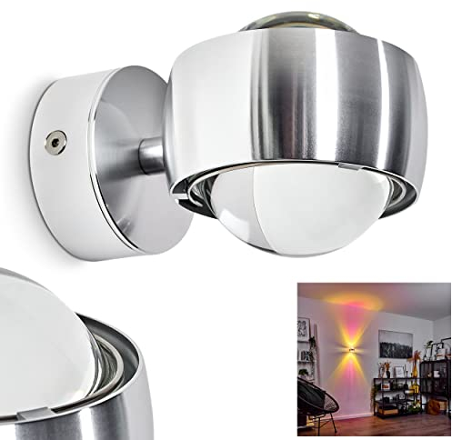 Wandleuchte Sapri, moderner Wandstrahler aus Metall/Glas in Silber/Klar, 1 x G9, ohne Leuchtmittel, Wandspot mit tollem Lichteffekt, Up&Down Leuchte, Lieferumfang: 2 x Farbfilter magenta