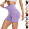 DDOBB Radlerhose Damen Kurze Shorts Sporthose Leggings Blickdicht High Waist Elastisch Unterhosen Fitness Hotpants Sommer Boxershorts(Violett,S-M)