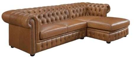 Linea Sofa Chesterfield Ecksofa - Ecke Rechs - BǬffelleder - Karamell - Brenton