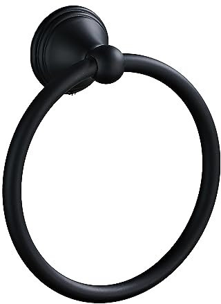 Anneau porte-serviette noir mat pour salle de bain, cuisine et bain - Support mural robuste en acier inoxydable
