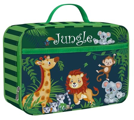Clastyle Bolsa Termica Porta Alimentos Bebe Verde Animal, Bolsa Almuerzo Infantil León Cebra Koala Reutilizables, Bolsa Comida Niños Niña para Viaje Picnic Guarderia