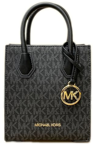 Michael Kors Mercer Damen-Umhängetasche, PVC, Größe XS, Schwarz / goldfarben, Schwarz