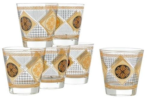 Baroni Home Set 6 verres à Eau avec Décoration Imprimée Colorée, Verres Colorés MADE IN ITALY, Verres Lavables au Lave-Vaisselle, 25 CL, Fantaisie Domus