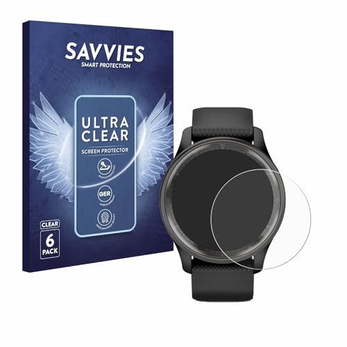 Savvies Schutzfolie für Garmin Vivomove Trend | 6 Stück Transparenter Displayschutz Made in Germany Ultra-Klar Displayschutz-Folie