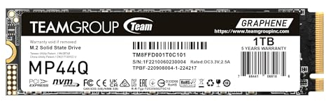 TEAMGROUP MP44Q SLC Gen 4x4 M.2 2280 PCIe 4.0 Cache with NVMe for Laptop and Desktop and NUC and NAS SSD Read/Write Speed up to 7400/6200MB/s TM8FFD001T0C101