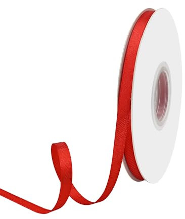 GTYBOVA Satinband 6mm X 91m Rot Schleifenband Dekoband Bänder zum Basteln Stoffbänder für Hochzeit Taufe Und Geburtstagsgeschenk