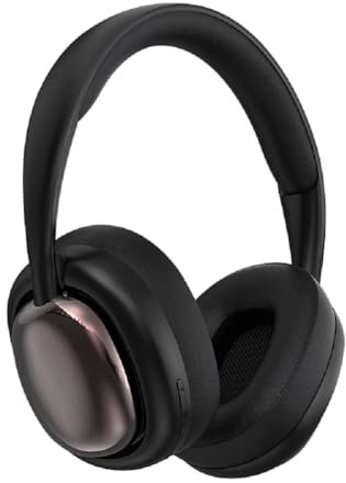 Cuffie stereo wireless Bluetooth 5.3 da appendere, HiFi intelligenti, con riduzione del rumore, con microfono e 12 ore di riproduzione, cuffie Bluetooth, adatte per sport e viaggi (nero)