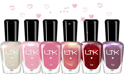 Nail Polish Set,6Pcs Nude Pink Red Nail Varnishes,Quick Dry & Long Lasting Nail Polish Pearlescent Nail Varnish Gel No Need UV Nail Paint for DIY Nail Art at Home for Women and Girls