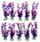 10 Pack Aquarium Fish Tank 8 Plastic Plants for Aquarium Decoration Decor in Multiple Plant Styles & Vibrant Colour Plants For Freshwater & Marine Aquariums (Purple With Pink Flowers)