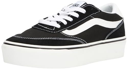 Vans Brooklyn LS Platform, Zapatillas Mujer, Lona de Ante Negro Blanco, 36.5 EU