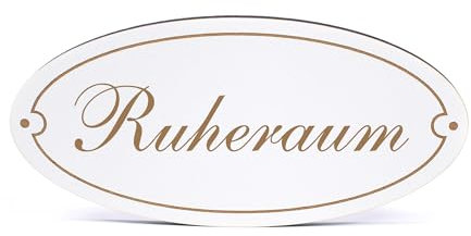 Dekolando Deko Türschild oval - Ruheraum - Schild 15 x 7 cm - Schilder Türschilder Namensschilder Wohnung selbstklebend Holzschild Tür Holzschilder