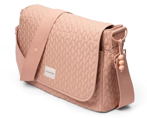 Suavinex, Sac à Langer Bébé, Sac Bandoulière, Sac Maternité Grande Contenance, Poignées Réglables pour Poussette, Rabat et Fermeture Éclair, Imperméable, Rangements Multiples, Rose
