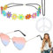 FRXXHLM Hippy Accessoires, 60er Jahre Bekleidung Damenbekleidung, Hippie Bekleidung Damen Accessoires, 5-teiliges Hippy Set, Flower Power Accessoires, Peace Halskette, 2 Hippie Tattoo Aufkleber