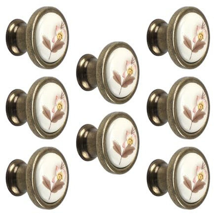 LOVIVER 8X Ceramic Cabinet Knobs,Closet Door Handles,Handmade Vintage Pull Handle Cupboard Door Knobs for Office Desks Drawer Kitchen