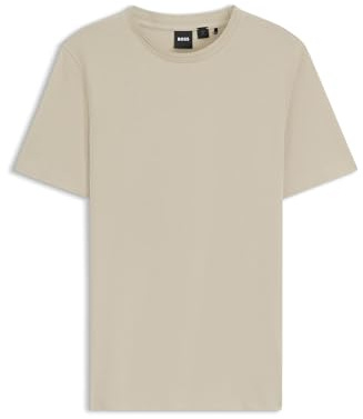 BOSS Herren Tiburt 240 T-Shirt aus Baumwoll-Mix mit Bubble-Jacquard-Struktur Hellbeige XL