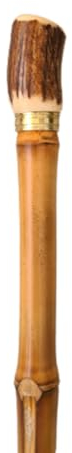 Stock-Fachmann® Spazierstock Gehstock Flanierstock Bambus Mit Ausgefallenem Horn Griff Und Schmuckband Am Schaft Länge 90cm