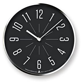 Lemnos Wanduhr Awa Clock Jiji/Designer Wanduhr ohne Tickgeräusche aus Japan/Wanduhr modern mit schleichender Sekunde/Küchenuhr, Uhr Wohnzimmer/Clock – Farbe schwarz