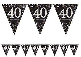 1x * HAPPY BIRTHDAY BANNER * zur Dekoration auf dem 40. Geburtstag // Wimpelkette Bunting Celebration Pennant