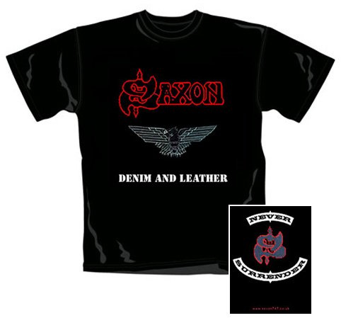SAXON Denim & Leather T-Shirt