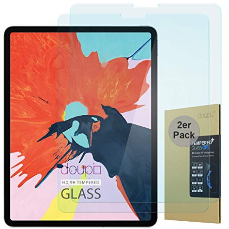 doupi [2 Stück Panzerfolie für iPad Pro (12,9 Zoll) Modell 2018, 2020, 2021, Premium 9H Hartglas HD Display Schutz Glasfolie (2er Pack)