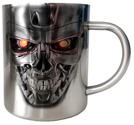 Mug Inox chrome Terminator - Endoskeleton Face