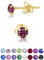 DTPsilver - Winzige Ohrringe 925 Sterling Silber Gelb Vergoldet mit Kristallen von Swarovski® Elements Runde Sehr kleine Ohrstecker - Durchmesser 3 mm - Farbe : Amethyst