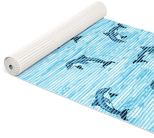 ANRO Weichschaummatte Badematte Bad Dusche WC Vorleger Teppich Antirutsch Badläufer Delfine Blau 120x65cm