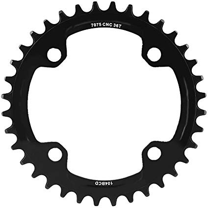 Elprico Juego de Platos de Bicicleta Moutain, 32/34/36/38 T BCD 104 Piezas de reparación de Anillo de Cadena de manivela Simple de Bicicleta de montaña de Acero(36T-Negro)